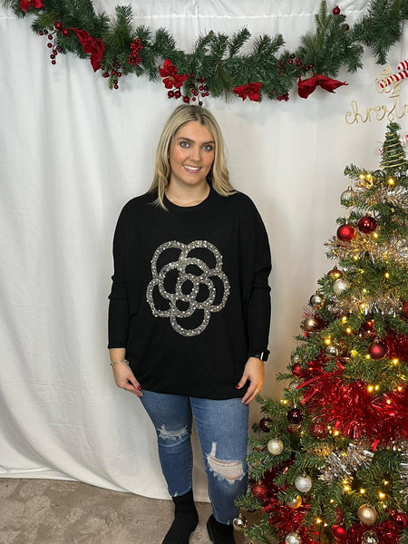 ‘Megan’ Studded Flower Jumper