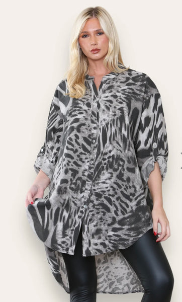 ‘Caroline’ Mixed Animal Print Shirt