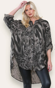 ‘Caroline’ Mixed Animal Print Shirt