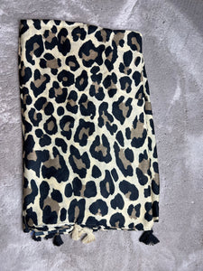 Leopard Print Tassle Scarf