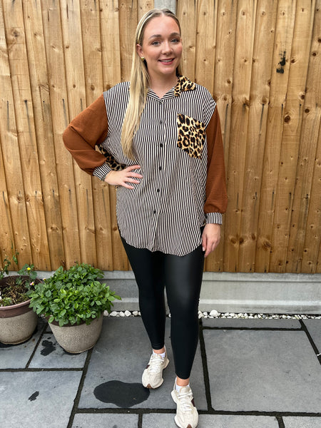 ‘Gina’ Leopard & Stripe Shirt