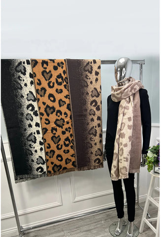 Leopard Print Brushed Scarf