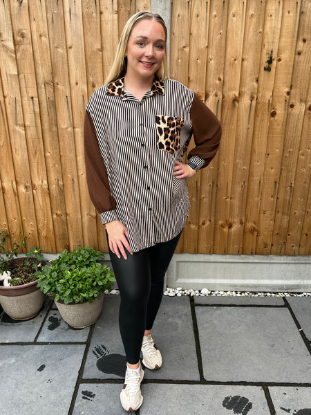 ‘Gina’ Leopard & Stripe Shirt