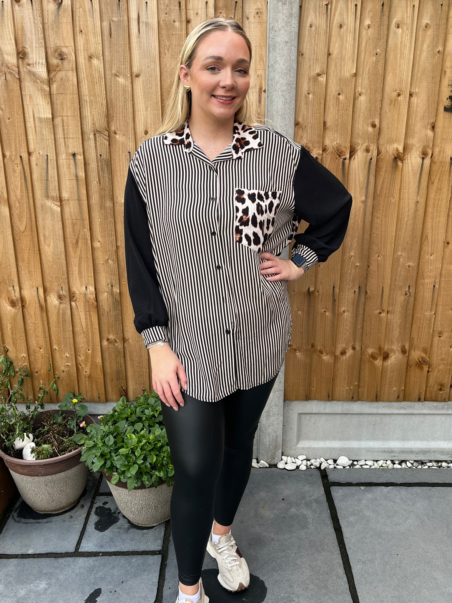 ‘Gina’ Leopard & Stripe Shirt