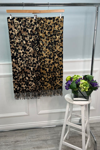 Leopard & Gold Foil Heart Scarf